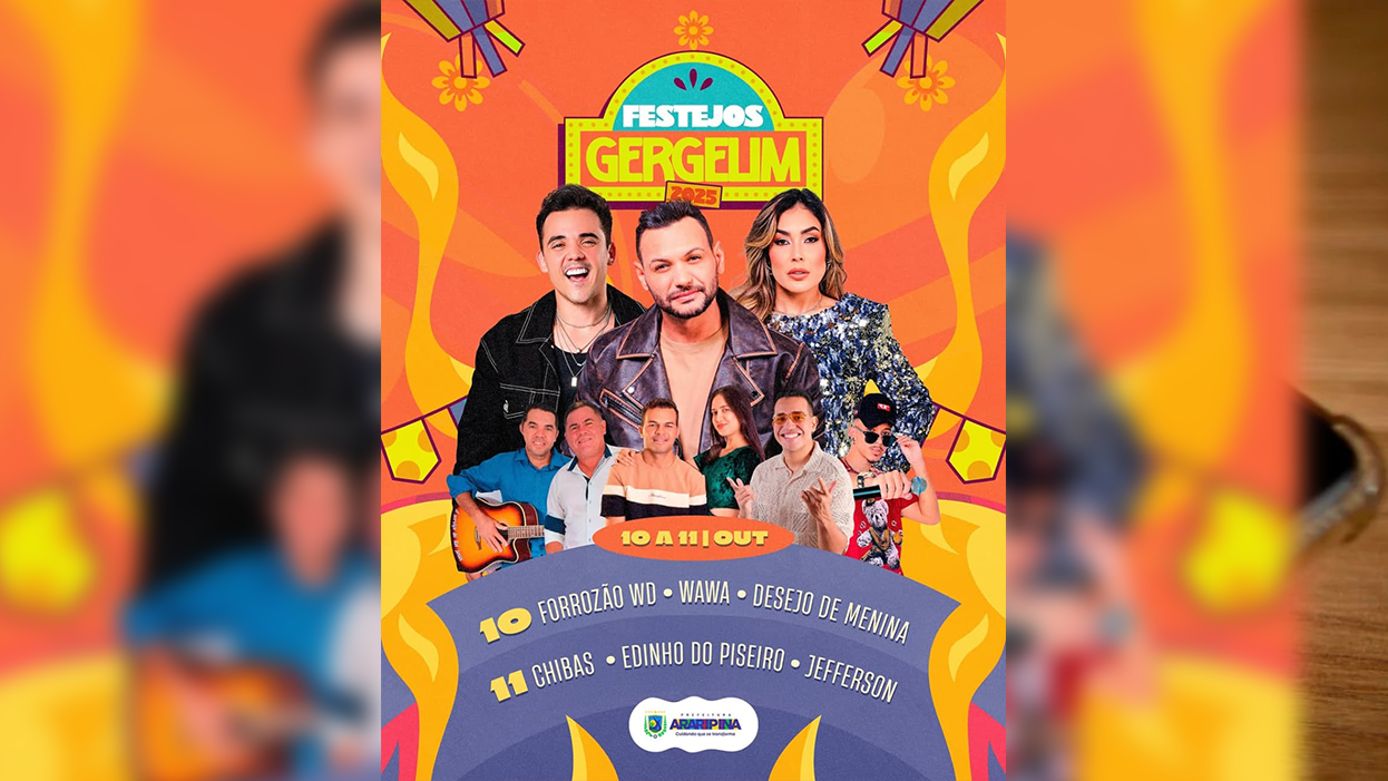 Prefeitura de Araripina anuncia programação dos Festejos de Gergelim 2025 com grandes atrações musicais