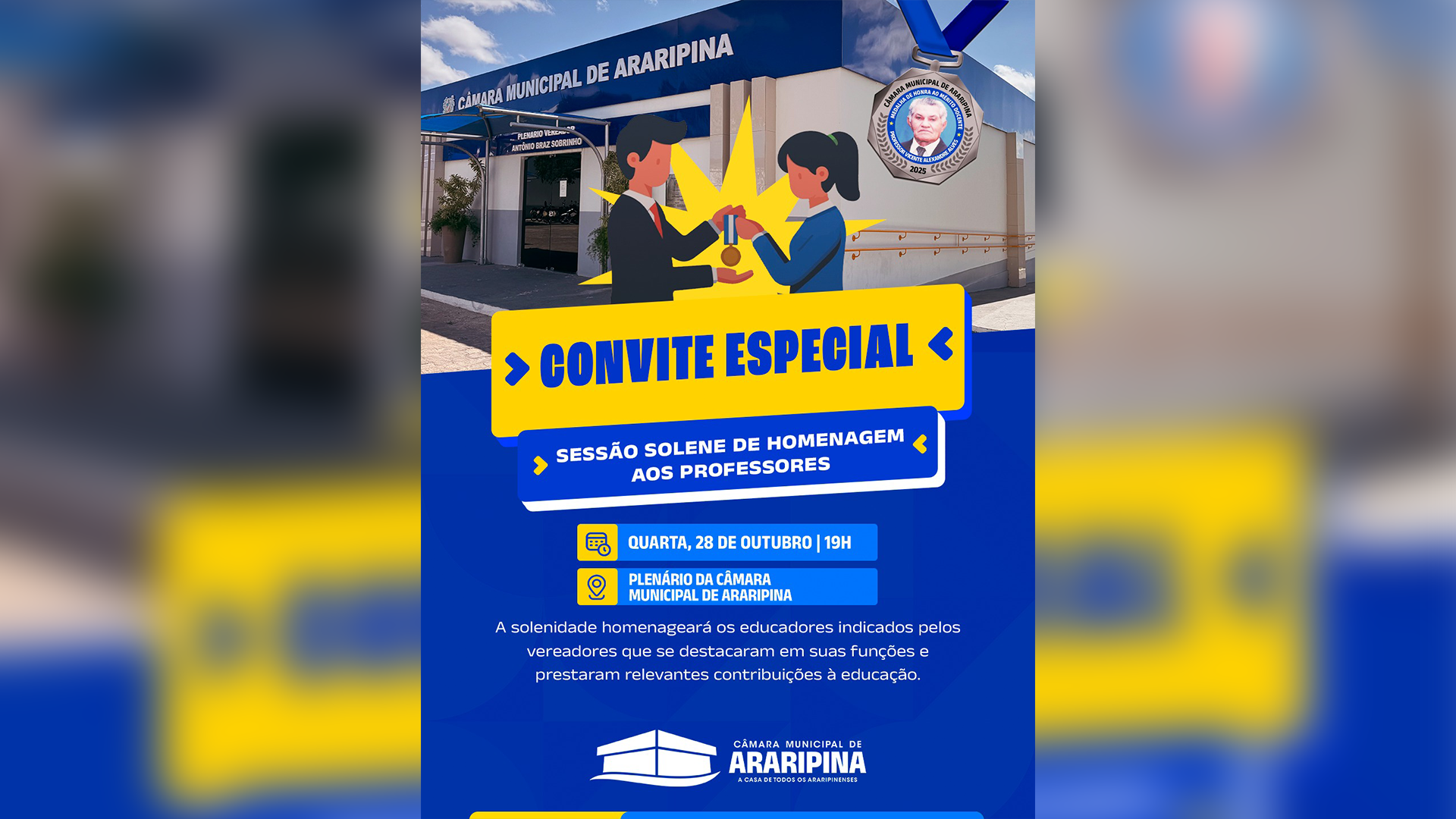 Vereadores de Araripina prestam homenagem aos professores (as) com a “Medalha de Honra ao Mérito Docente Professor Vicente Alexandre”